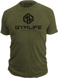 gym life men's power up athletic performance short sleeve workout t-shirt, olive green (3x-large)