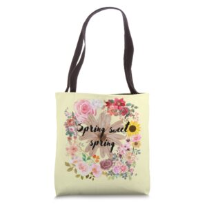 floral sweet yellow fashion tote bag