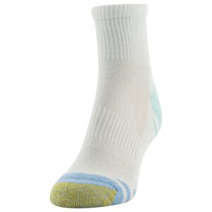 GOLDTOE Women's Half Cushion Sport Quarter Socks with Mesh, 6-Pairs, Aqua Assorted, Medium