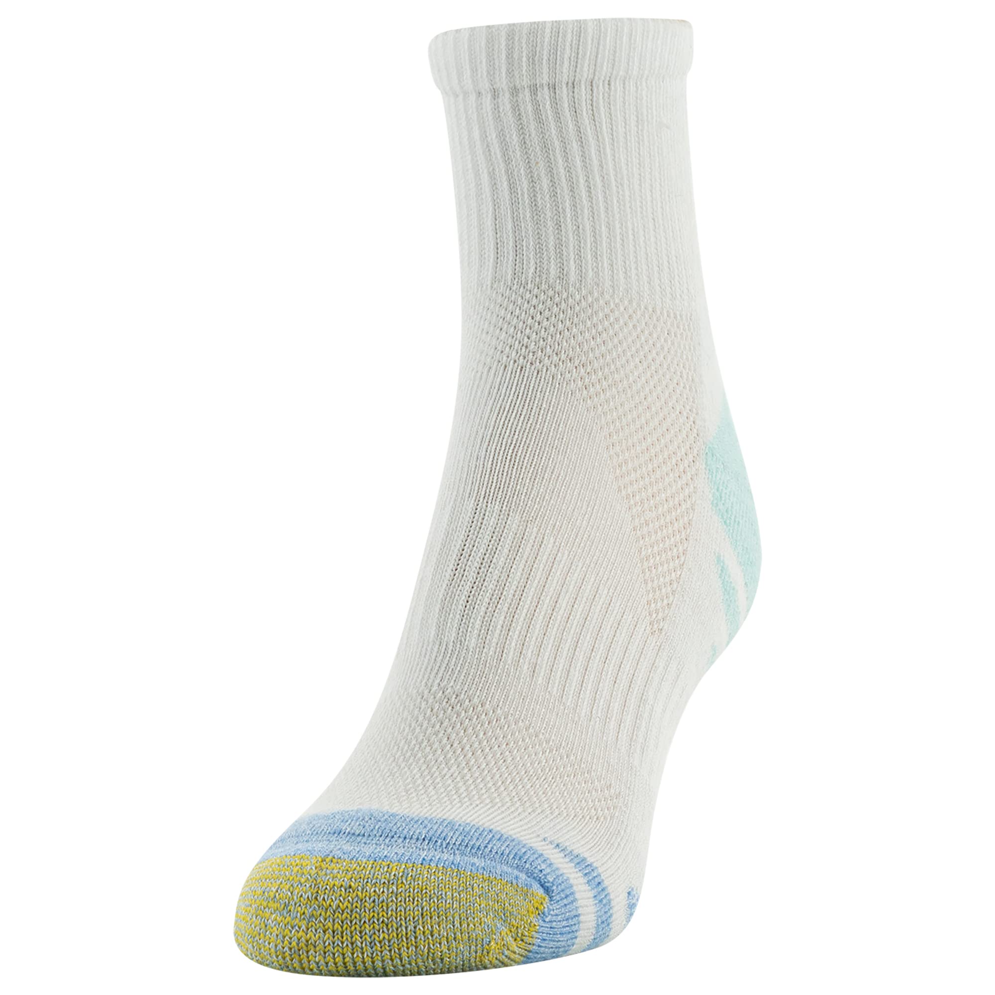 GOLDTOE Women's Half Cushion Sport Quarter Socks with Mesh, 6-Pairs, Aqua Assorted, Medium