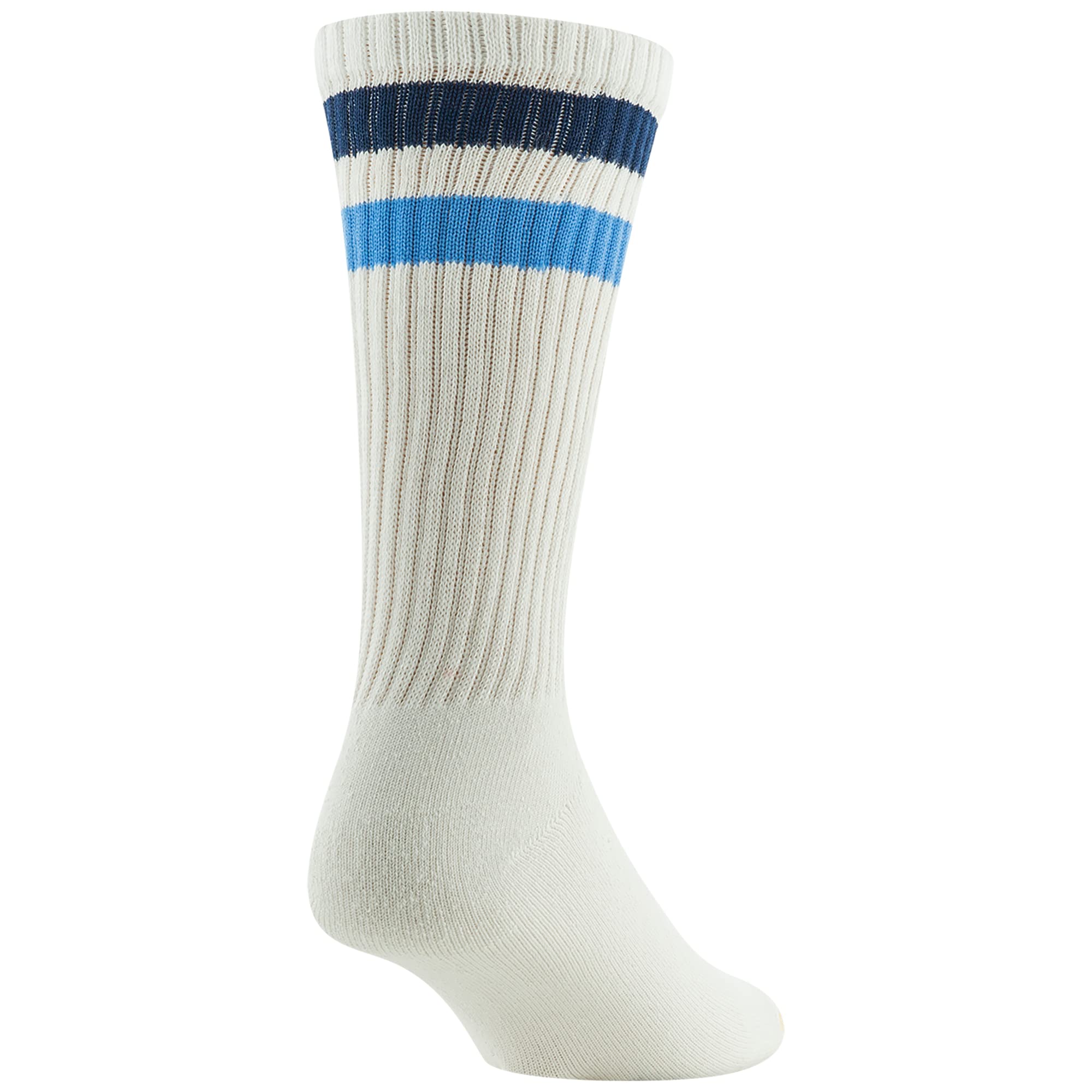 GOLDTOE Men's 656S Cotton Crew Athletic Socks, Multipairs, Stripe White/Light Blue Assorted (6-Pairs), Large