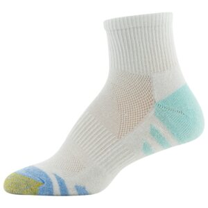 GOLDTOE Women's Half Cushion Sport Quarter Socks with Mesh, 6-Pairs, Aqua Assorted, Medium