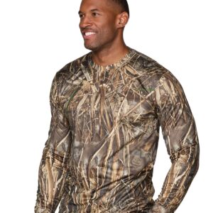 Realtree Men's Essential Camo Lightweight Performance Long Sleeve Shirt (RT MAX-7, Small)