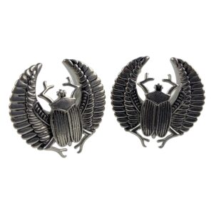 mystic metals body jewelry pair of 316l stainless steel scarab beetle saddle spreaders (ps-302) (0g (8mm), black)