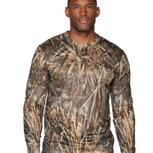 Realtree Men's Essential Camo Lightweight Performance Long Sleeve Shirt (RT MAX-7, Small)