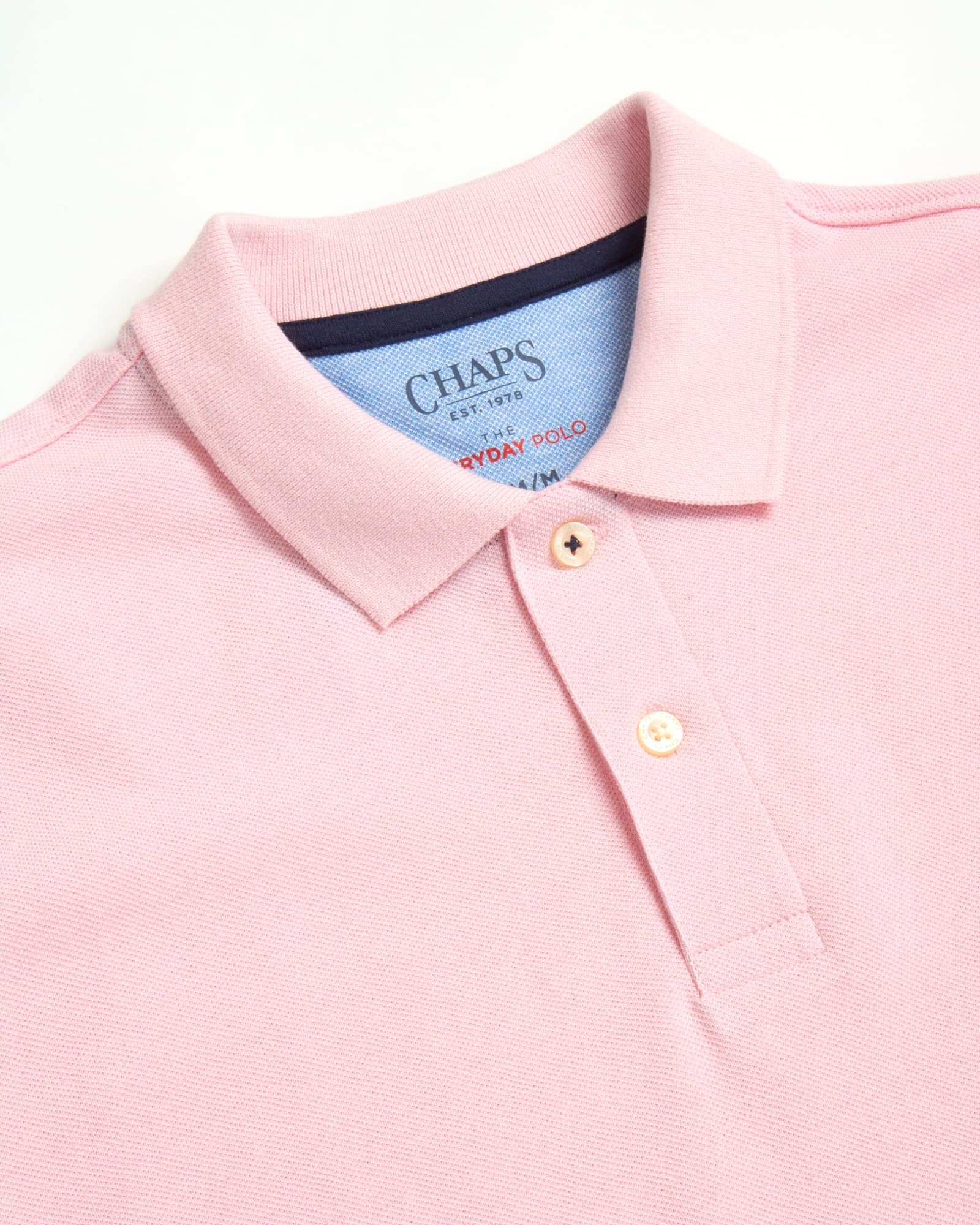 Chaps Men's Polo Shirt - Classic Fit Cotton Collared Short Sleeve Mens Golf Shirts - Casual Work Shirts for Men (S-2XL), Size Small, Oxford Pink