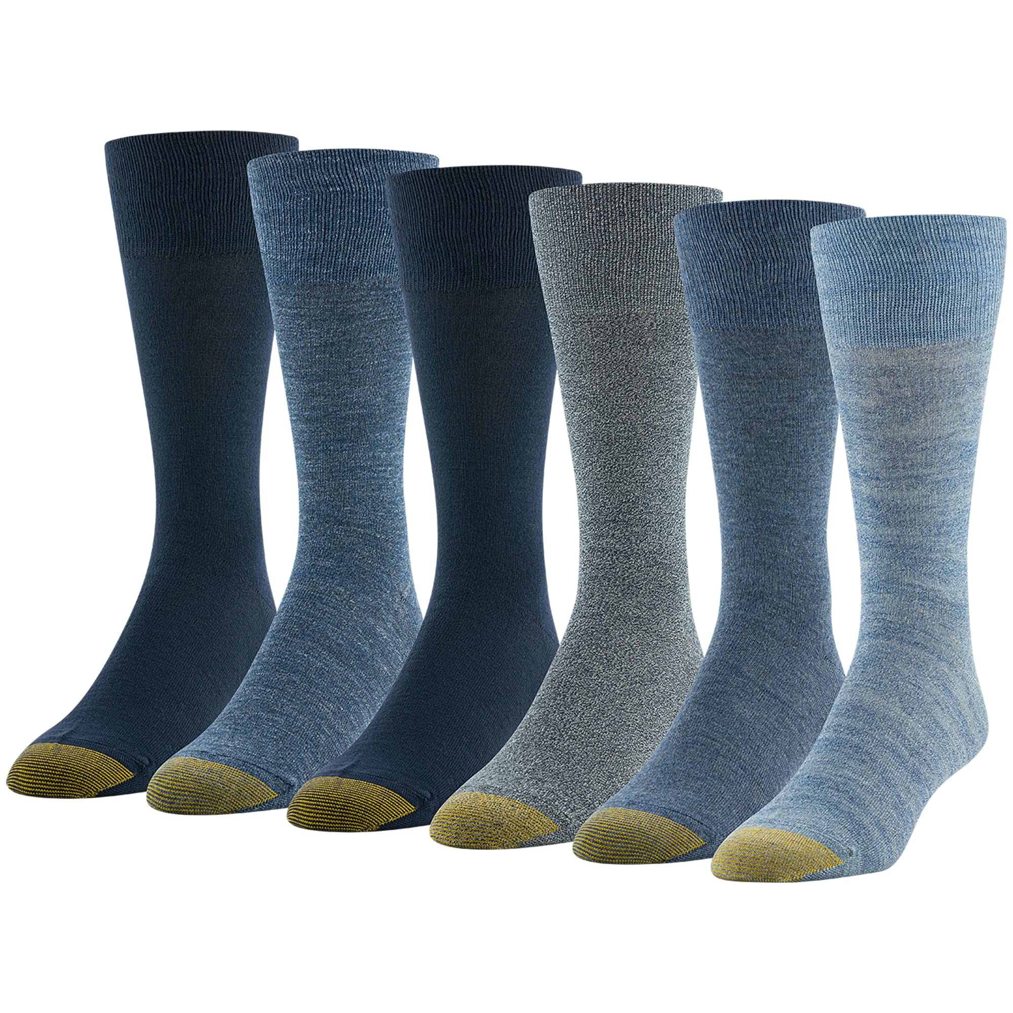 GOLDTOE Men's Cambridge Crew Socks, 6-Pairs, Chambray Assorted, Large