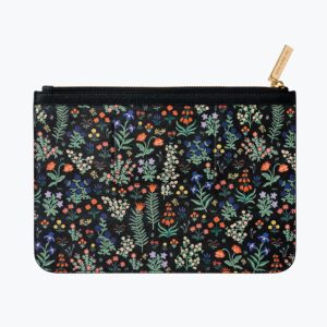 RIFLE PAPER CO. Clutch | 2 Slots for Credit Cards or ID, Gold Zipper and Hardware, Printed in Full Color with Foil Stamped Logo, Wipe Clean (9.75" L × 7" W), Menagerie Garden