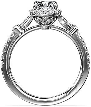 DALOZA 1.40 CT 925 Sterling Silver Oval Moissanite Halo Vintage Style Engagement Ring Promise Ring For Women (4.5)