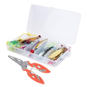 Honio Hard Lure Bait Set, Fishing Gear Soft Lure Bait Set Artificial Lure Bait with Box for River Pond Saltwater Freshwater