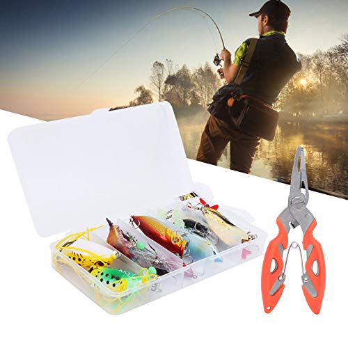 Honio Hard Lure Bait Set, Fishing Gear Soft Lure Bait Set Artificial Lure Bait with Box for River Pond Saltwater Freshwater