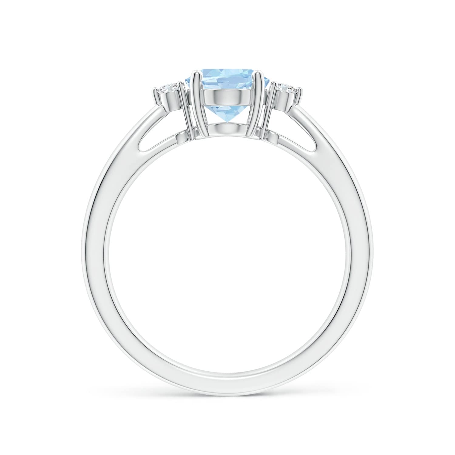 NYZA JEWELS Aquamarine Oval 8x6mm Tapered Shank Solitaire Accents Ring | Sterling Silver 925 With Rhodium Plated | Beautiful Criss-Cross Solitaire Design Ring For Women & Girls. (White, 7.5)