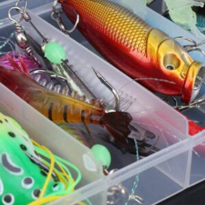 Honio Hard Lure Bait Set, Fishing Gear Soft Lure Bait Set Artificial Lure Bait with Box for River Pond Saltwater Freshwater