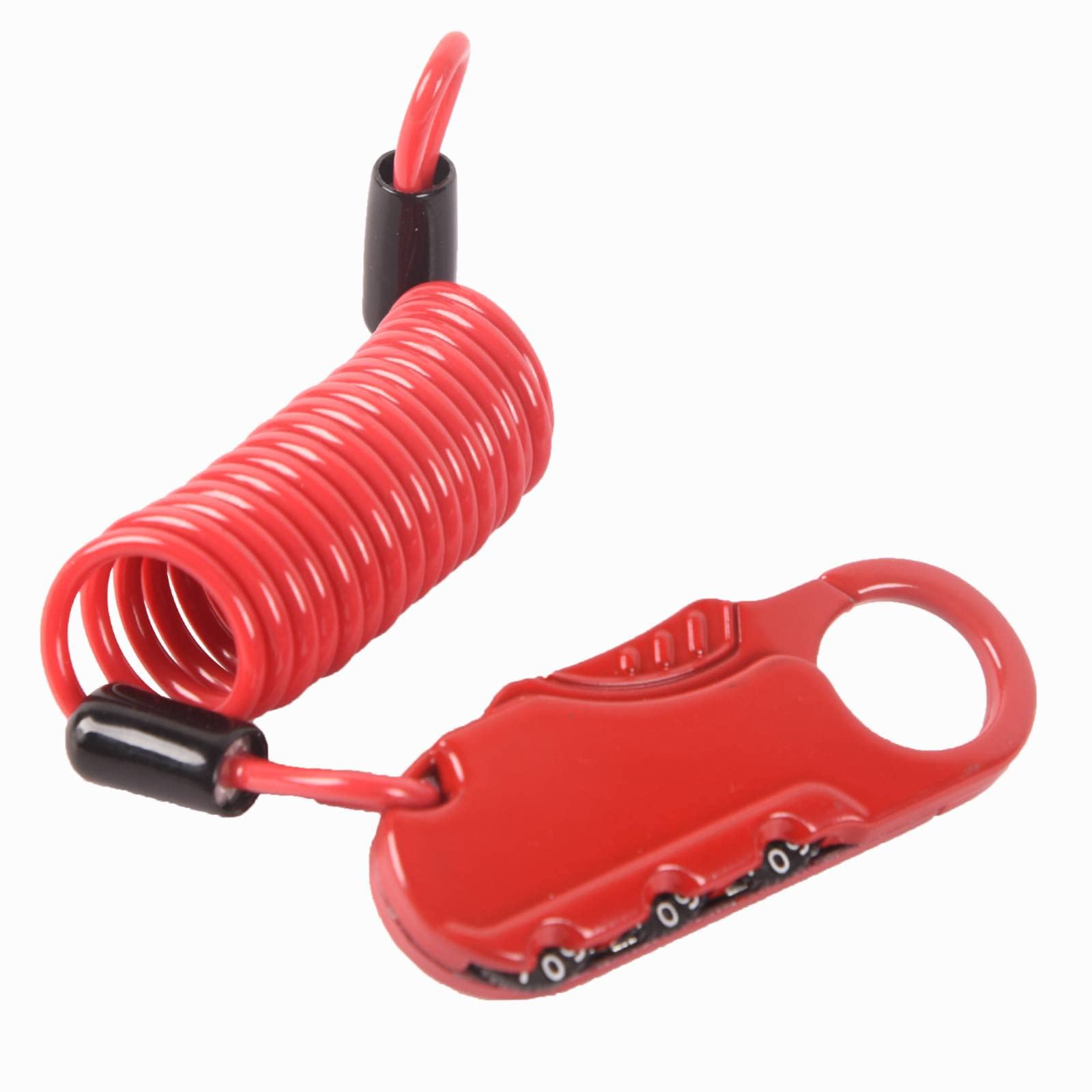 Doppy Helmet Lock Helmet Bike/Motorcycle Lock Cable Anti-Theft Bicycle Locks Combination Lock Cycling Cable Lock(Red)