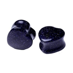 aienid 2pcs stone ear gauges 3/4, blue ear gauge kit gauges plugs tunnels ear tunnels and plugs kit blue heart stone