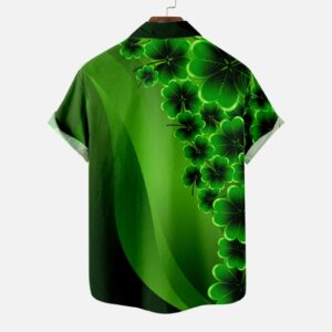 Men's St. Patrick's Day Shirt Funny Irish Shamrock Short Sleeve Hawaiian Casual Button Down Shirts Green Clover Tops