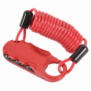 Doppy Helmet Lock Helmet Bike/Motorcycle Lock Cable Anti-Theft Bicycle Locks Combination Lock Cycling Cable Lock(Red)