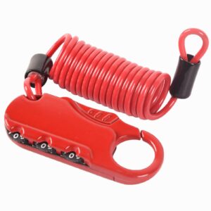 doppy helmet lock helmet bike/motorcycle lock cable anti-theft bicycle locks combination lock cycling cable lock(red)