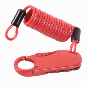 Doppy Helmet Lock Helmet Bike/Motorcycle Lock Cable Anti-Theft Bicycle Locks Combination Lock Cycling Cable Lock(Red)