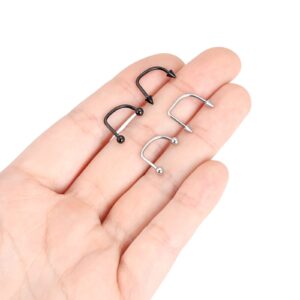 Oyaface 4 PCS 16G(1.2mm) Lip Ring Stainless Steel Monroe Labret Lippy Loop U Shape Rings Piercing Jewelry Black Silver 10mm