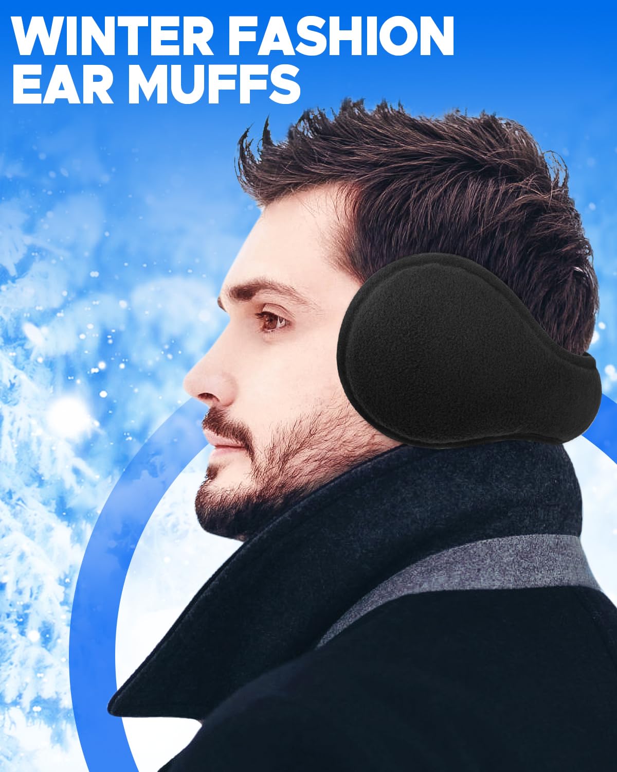 Venswell Winter Ear Muffs for Men Women Fleece Ear Warmers for Cold Weather Running-Behind the Head Earmuffs Adjustable