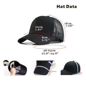 MUNULA Oversize Large Mesh Trucker Hat Big Head Hats for Men XXL Baseball Cap Breathable Dad Hat Adjustable 22.8"-24.8" (Black)