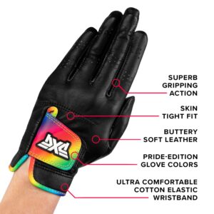 PXG Women's Pride Premium Fit Players Golf Glove - 100% Cabretta Leather with Cotton-Based Elastic Rainbow Wristband