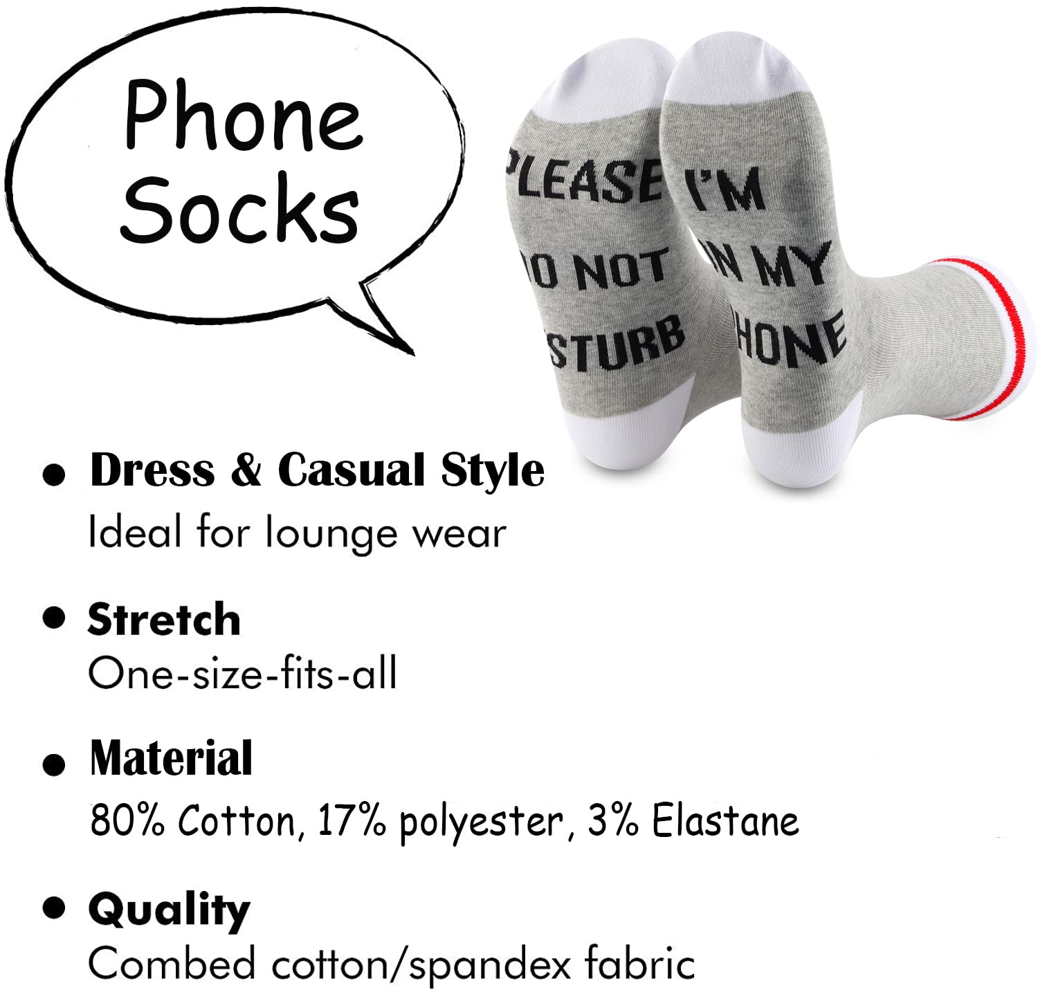 TSOTMO Phone Socks Make Phone Calls Gift Video Telephone Gift Phone Lovers Gifts I'M On My Phone Socks For Men Women (Phone Socks)