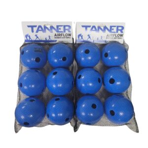 TANNER 12 Limited Flight Softballs/Softball Wiffle Balls Wiffle Softballs. Flexible Rubber Soft Softballs Training Softballs Practice Softballs for Indoor and Outdoor Softball Training.