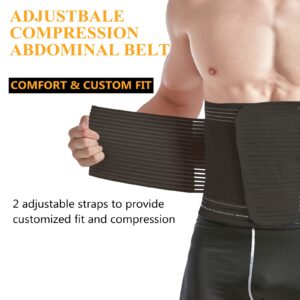 Abdominal Binder for Post Surgery & Postpartum Recovery, Abdomen Hernia Support Belt for Women & Men (Black, X-Large)