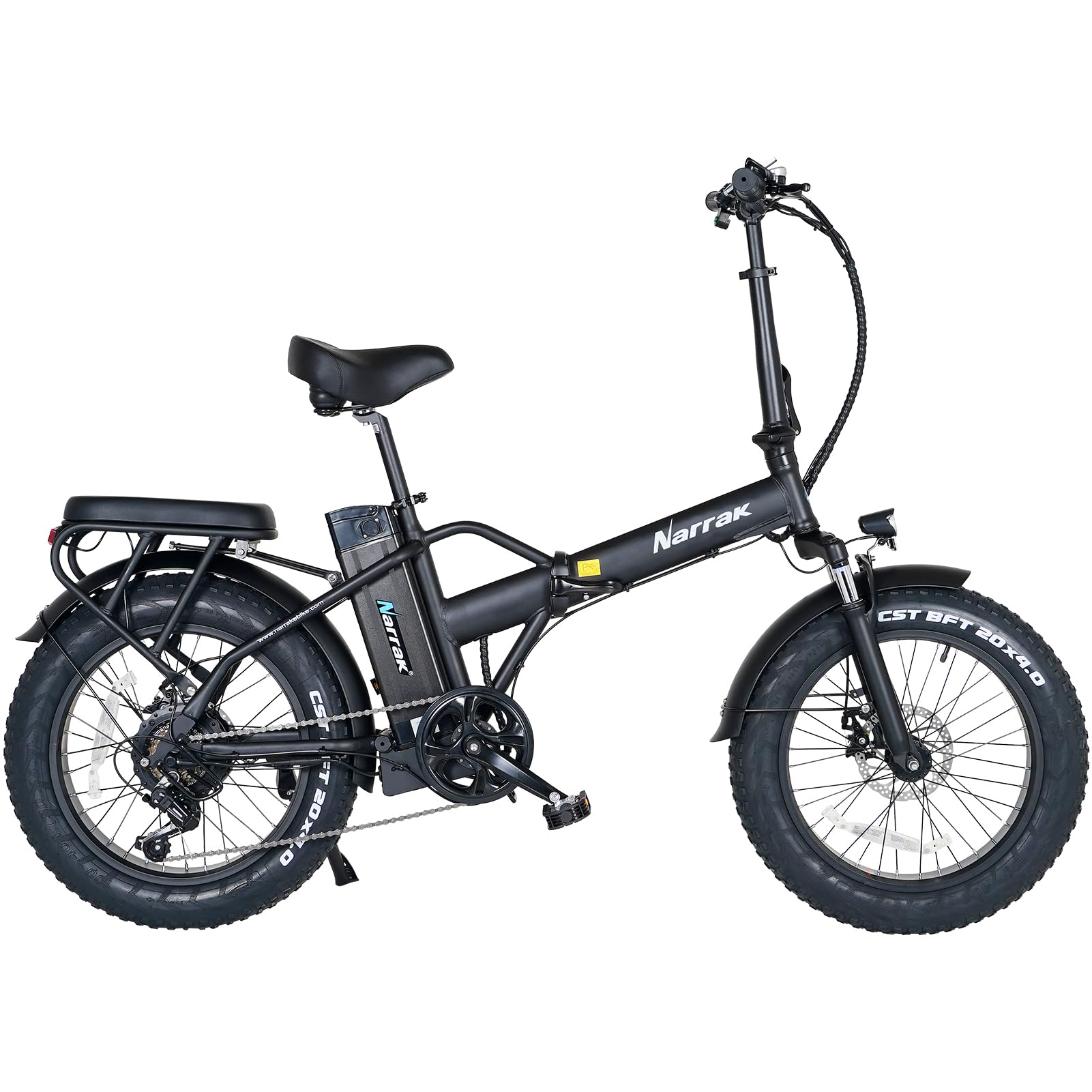 NARRAK Fat Tire Folding Electric Bike 48V 624Wh Lithium Removable Battery Peak 1100W Brushless Motor Max Speed 28Mph M5 Large LCD Display Suspension Step-Over Frame for Adults (S127-Black)