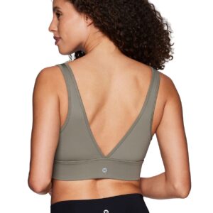 RBX Women's Sports Bra Low Impact Yoga Gym Zip Front Sports Bra Zip Smoke Sage L