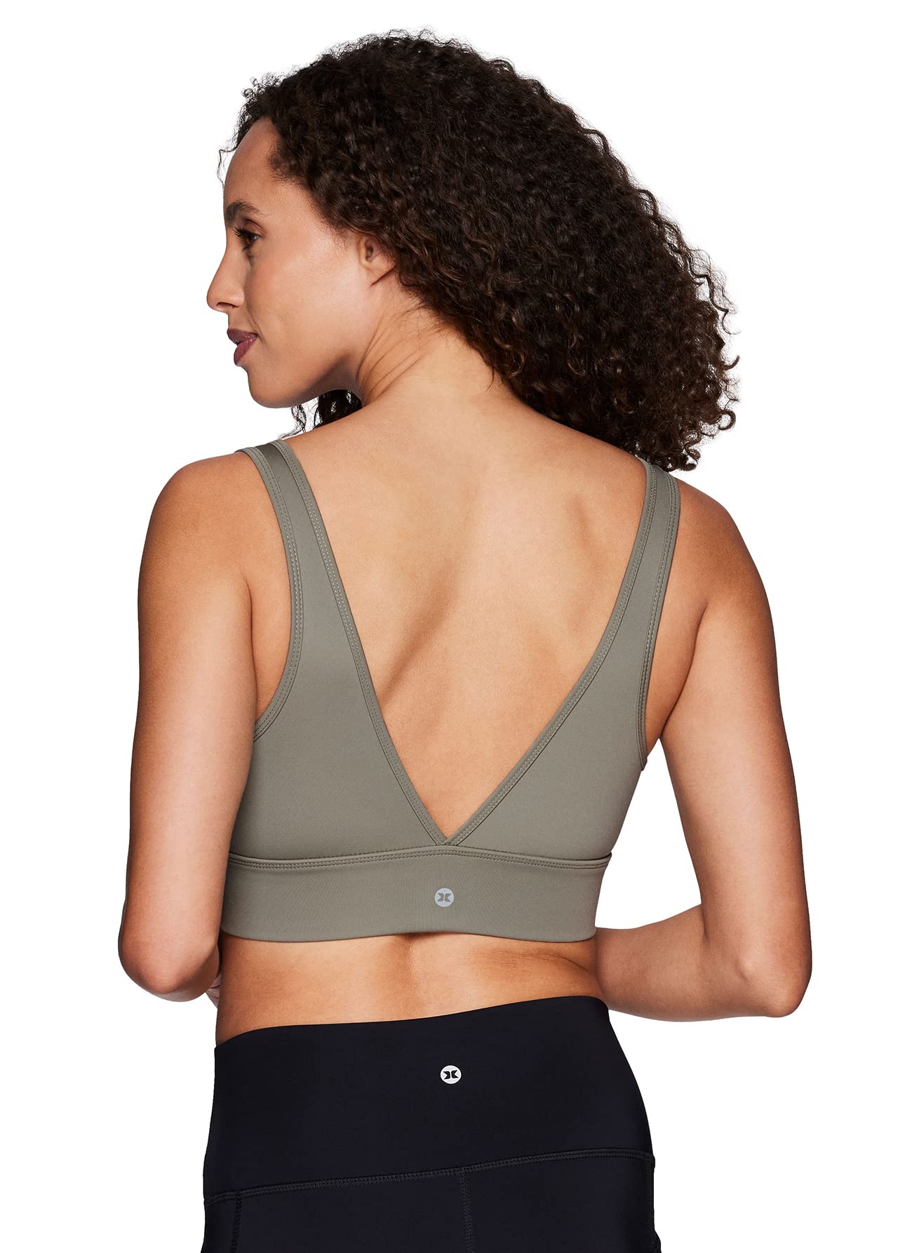 RBX Women's Sports Bra Low Impact Yoga Gym Zip Front Sports Bra Zip Smoke Sage L