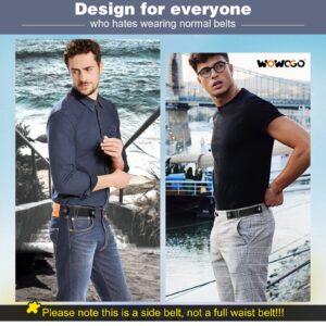 WOWOGO 2 Pack No Buckle Belts for Men Women Side Belt Elastic Stretch Adjustable Invisible Belt Fits 1.5 Inch Belt Loops