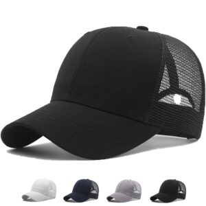 MUNULA Oversize Large Mesh Trucker Hat Big Head Hats for Men XXL Baseball Cap Breathable Dad Hat Adjustable 22.8"-24.8" (Black)