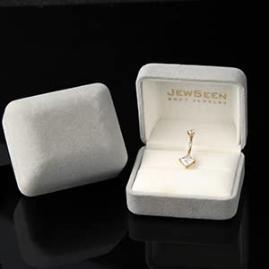 Jewseen 14K Gold Belly Button Ring Sparkling CZ Navel Rings Belly Bar Navel Piercing Body Jewelry