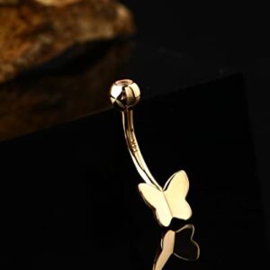 Jewseen 14K Gold Belly Button Rings for Women Butterfly Belly Rings Navel Piercing Jewelry Belly Piercing Body Piercing Jewelry