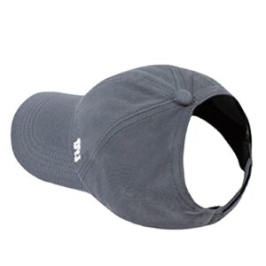 women summer sunshade baseball caps with ponytail hole backless tie horsetail visors hollow solid caps (grey, one size)