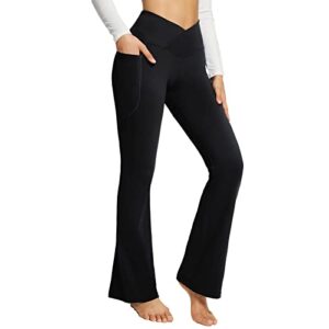 sdbrld Workout Leggings For Women Yoga Pants With Pockets For Women Women's Bootcut Yoga Pants - Flare Leggings For Women High Waisted Crossover Workout Lounge Bell Bottom Jazz Dress Pants