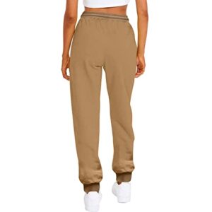 Gumipy Women’s Casual Fleece Sweatpants Loose Fit Stretch Cozy Sweat Pants Lounge Baggy Trousers with Pockets Activewear B-Brown