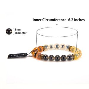 YIRUZWRD Natural Agate Bracelet 8mm Beads Men Women Stretch Wrist Bracelet Crystal Bracelet Chakra Healing Agate Energy Balancing