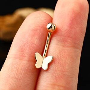 Jewseen 14K Gold Belly Button Rings for Women Butterfly Belly Rings Navel Piercing Jewelry Belly Piercing Body Piercing Jewelry