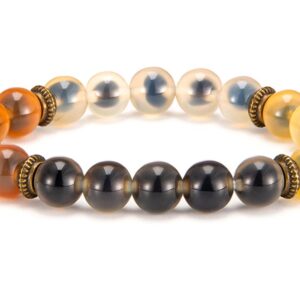 YIRUZWRD Natural Agate Bracelet 8mm Beads Men Women Stretch Wrist Bracelet Crystal Bracelet Chakra Healing Agate Energy Balancing