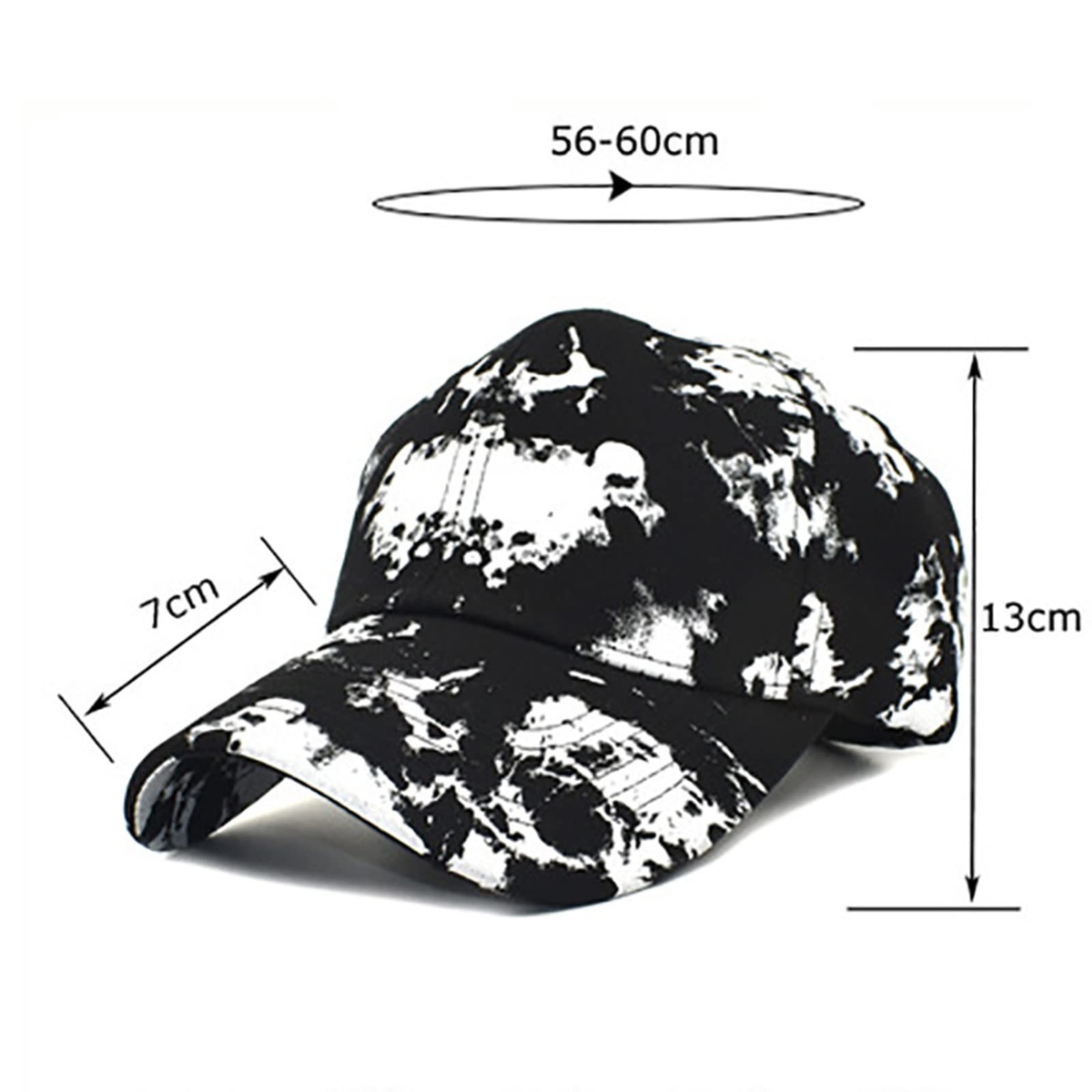 Men Tie Dye Baseball Cap Fashion Spring Relaxed Adjustable Strapback Cap Summer Sunscreen Sun Hat Ideas Gift (Black, One Size)