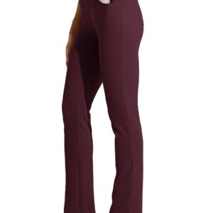 Willit 33" Women's Yoga Dress Pants Straight Leg Work Slacks Stretchy Office Casual Pants 4 Pockets Belt Loops Burgundy L