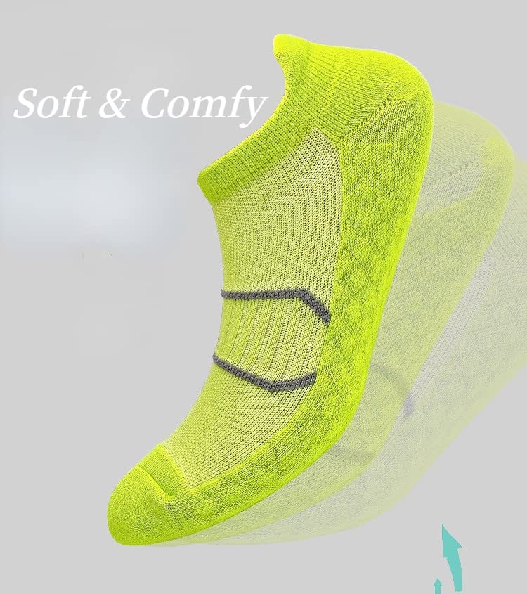 ADILAIDUN Women Athletic Socks No Show, 7/14 Pairs Running Socks Cushion Padded Ankle Socks Athletic Sports Socks Low Cut Size 5-12 (Green-14 Pairs)