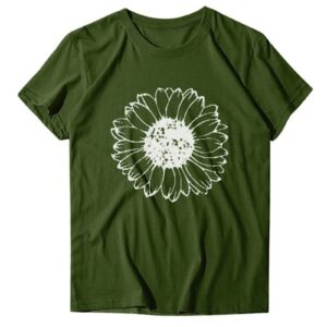 Vliolat Short Sleeve Shirts for Women Sunflower Summer T Shirts Girls Casual Loose Round Neck Cute Graphic Tees Tops Blouses