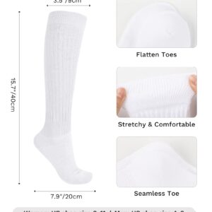 JOCMIC Slouch Socks for Women, Extra Long Women Scrunch Socks, White Stacked Socks Size 6-11 White