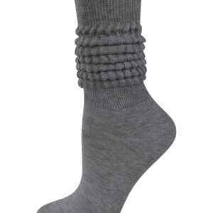 JOCMIC Slouch Socks for Women, Extra Long Women Scrunch Socks, White Stacked Socks Size 6-11 Grey