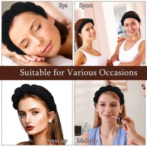 Women's spa headband four - sponge and terry cloth headband for skin care, face wash, makeup, makeup removal, shower, hair care, etc. (Color Mix 4pcs)